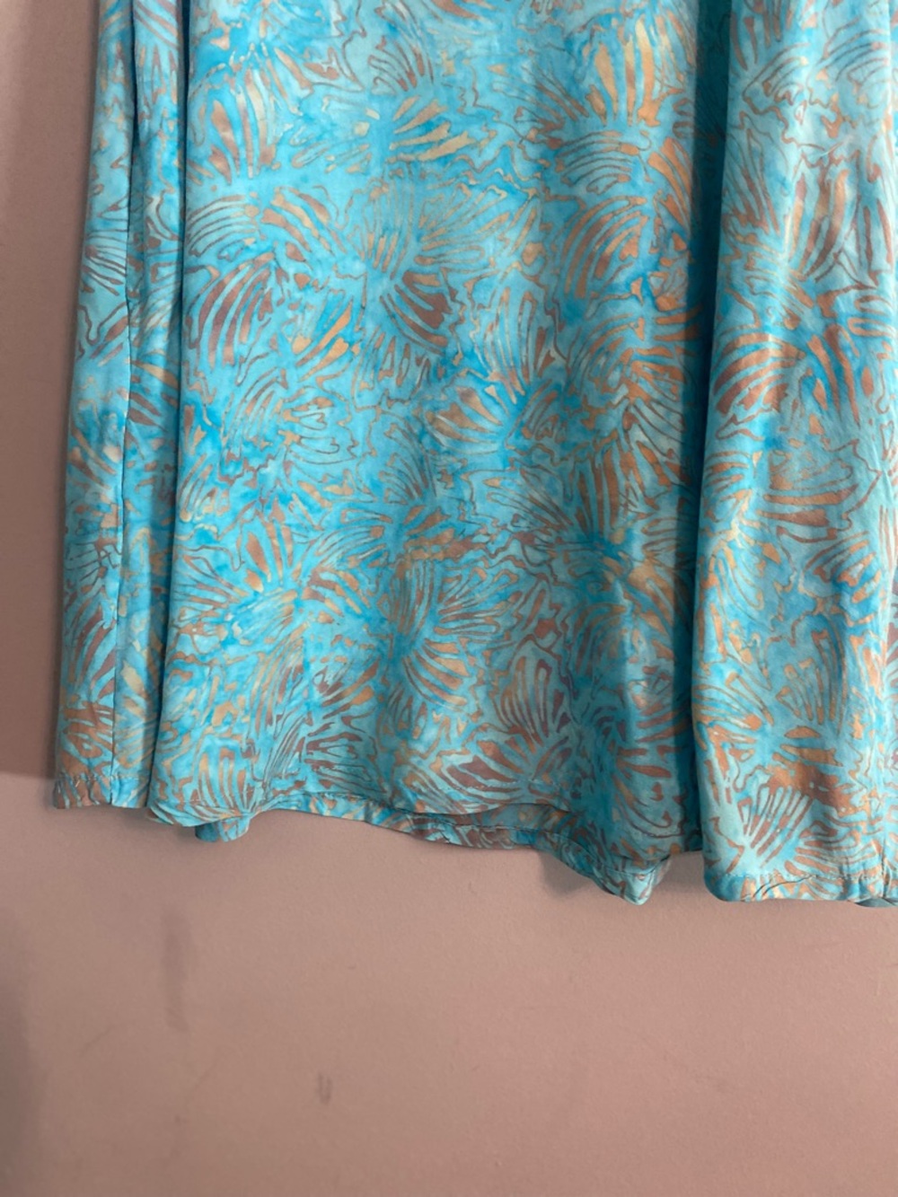 Endeavour Trading Turquoise Abstract Floral A-Line Short Sleeve Boho Dress Sz S - Picture 2 of 6